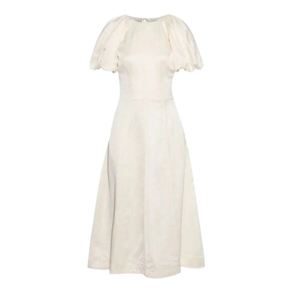 Rebecca Vallance Aimee Open Back Sateen Midi Dress In Ivory Size 2 - Picture 7 of 16